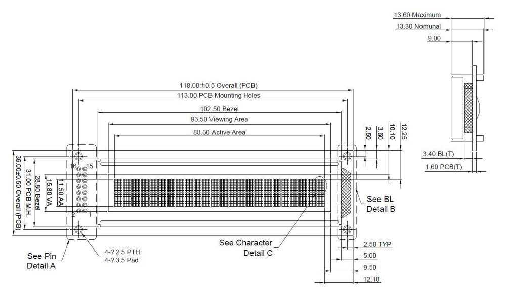 3.3V Blue 24x2 Character LCD Display Module w/Tutorial,HD44780 Controller,Bezel