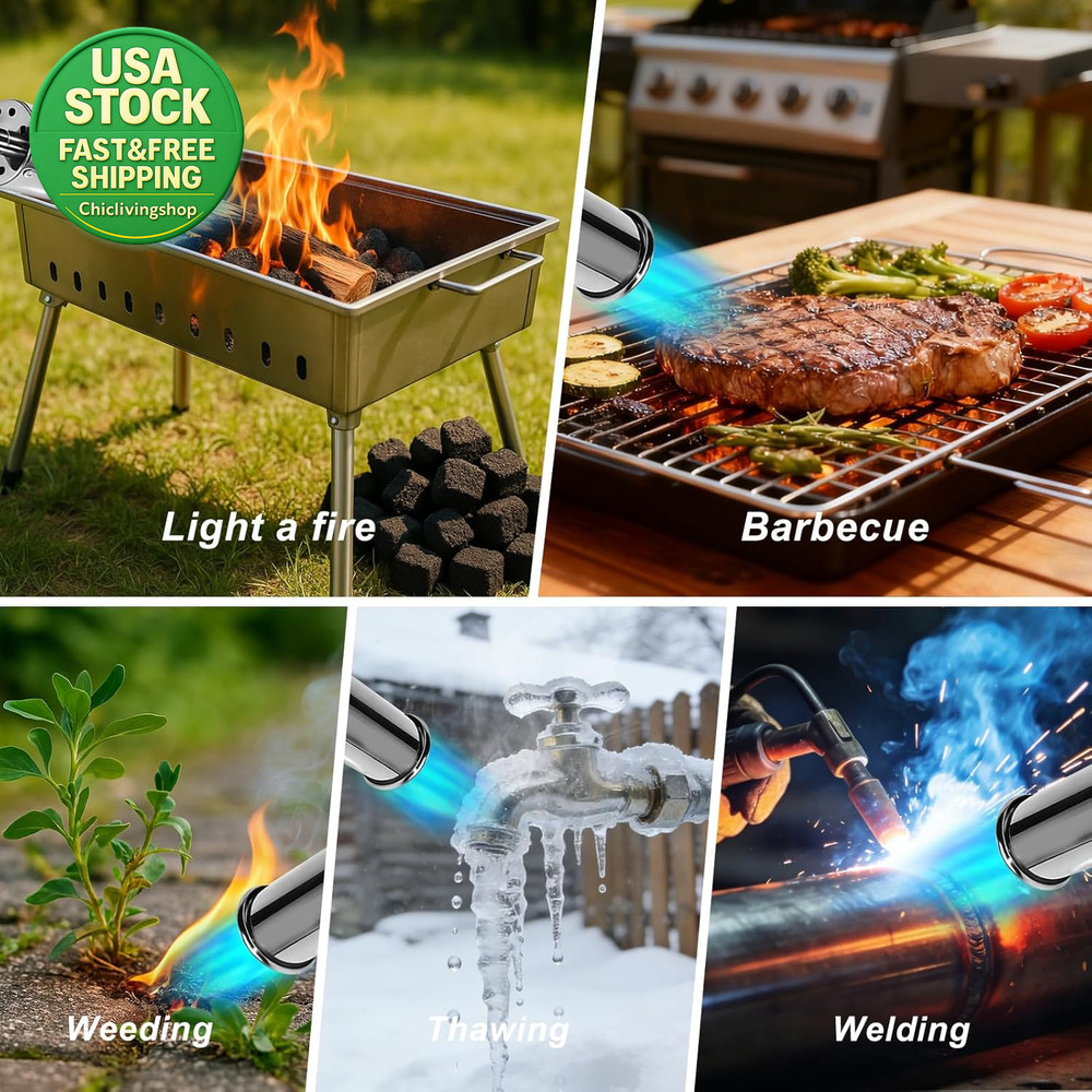 Propane Cooking Torch Adjustable Searing BBQ Campfire Starter Flame Gun