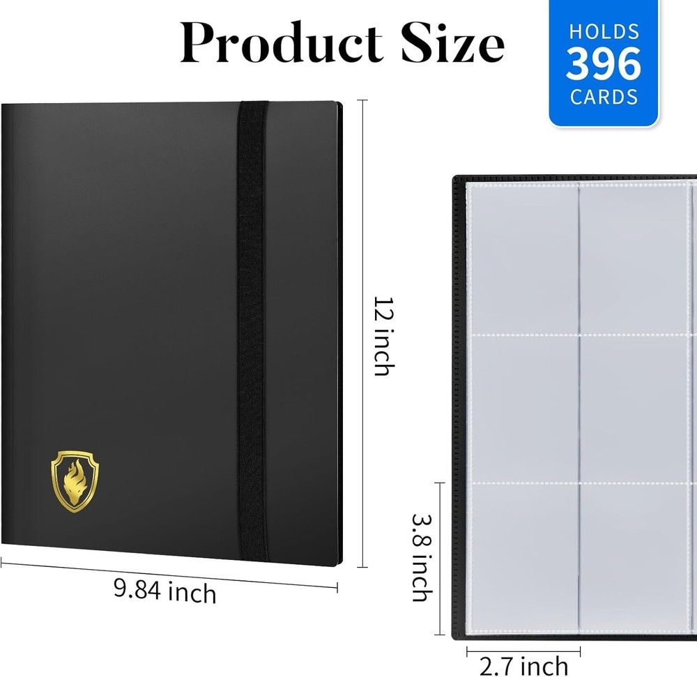 Premium 9 Pocket Binder Holds 396 Card Ringless Design Side-Load