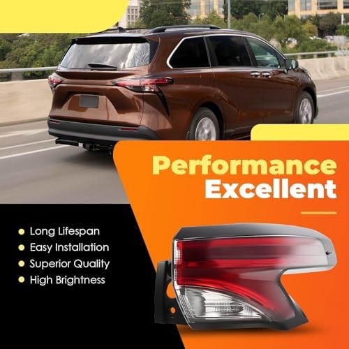 Passenger Side Outer Tail Light Assembly Compatible with Sienna LE XLE Right
