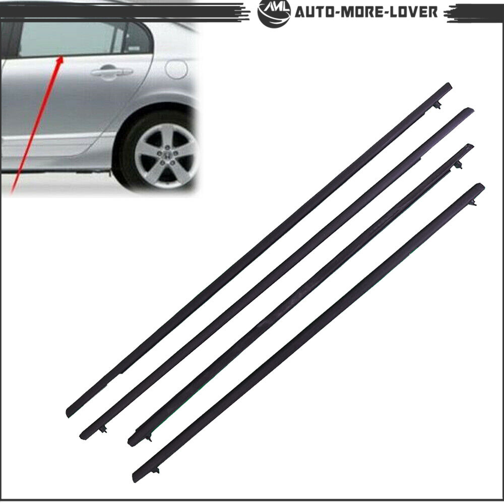 For 2006-2011 Honda Civic Car 4X Weather Strip Window Moulding Trim Seal Belt