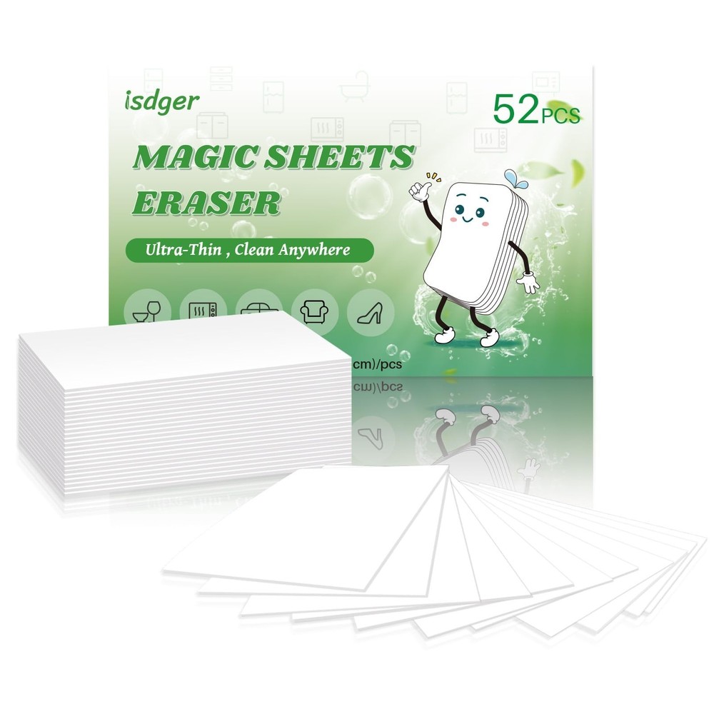 52 PCS Magic Sponge Eraser Sheets, Disposable & Portable, Ultra Thin for Clea...