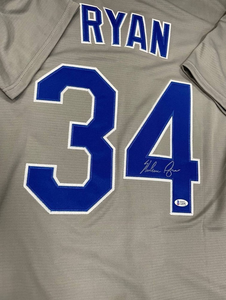 Grey Jersey MLB Nolan Ryan Signed Autographed #34 BAS COA