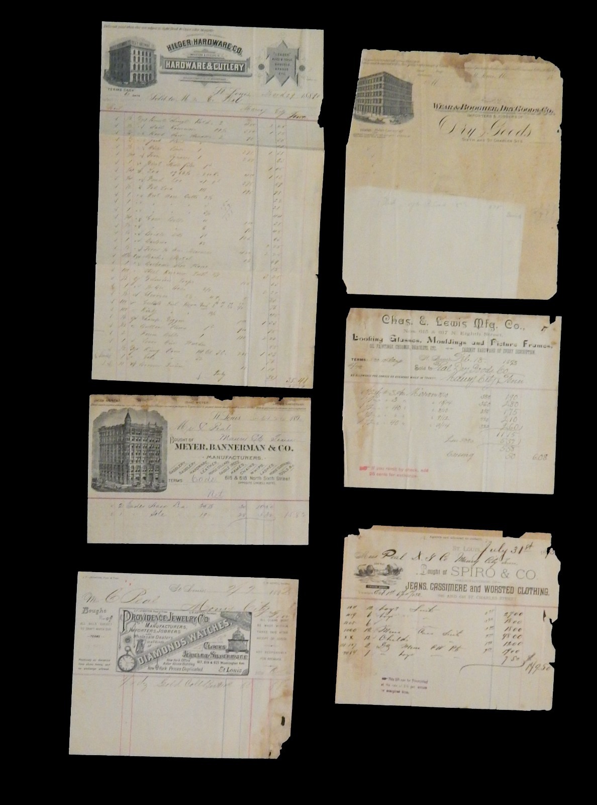 (24) c 1890 ADVERTISING EPHEMERA DOCUMENTS BUSINESS LETTER MISSOURI