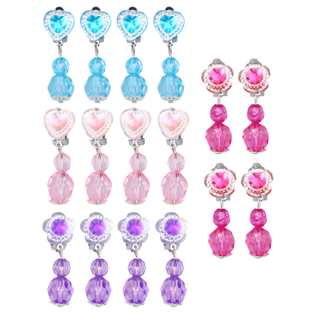 8 Pairs Girl Jewelry Toy Clip On Earrings for Girls Girls Birthday Party Favor