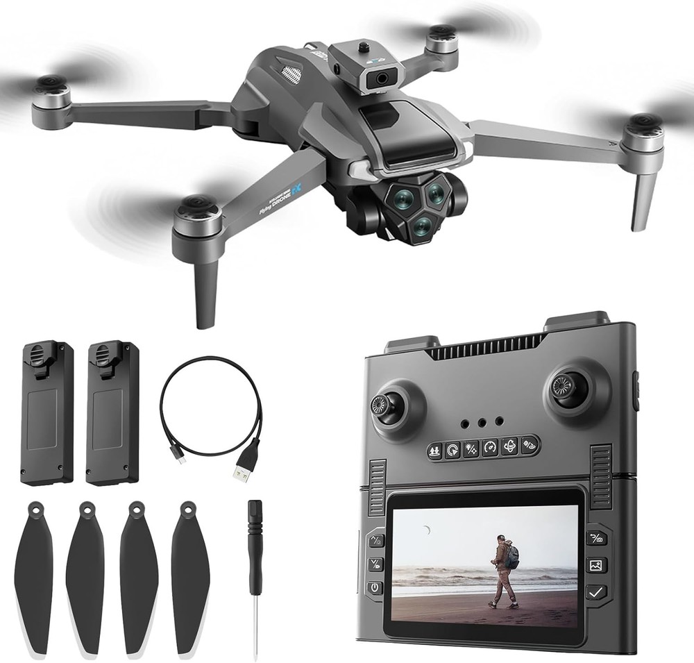 Black Foldable Drone with 1080P Camera 2 Batteries Obstacle Avoidance