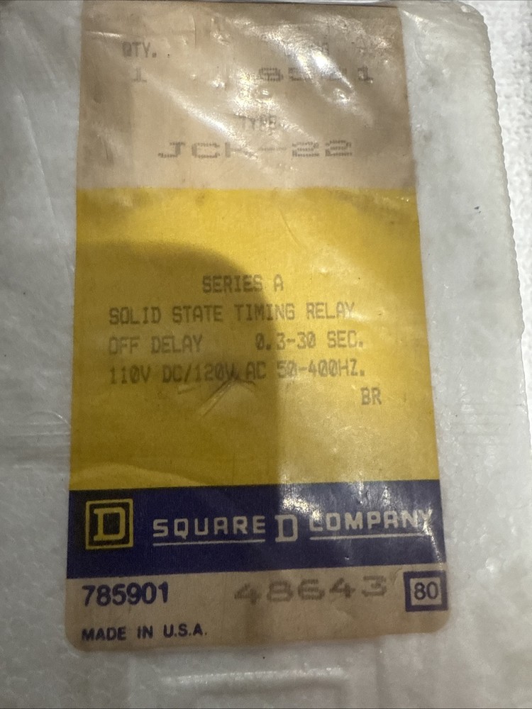 Square D 8501 JCK-22 Solid State Timer Relay 0.3-30 Sec 11 Pin 110/120v