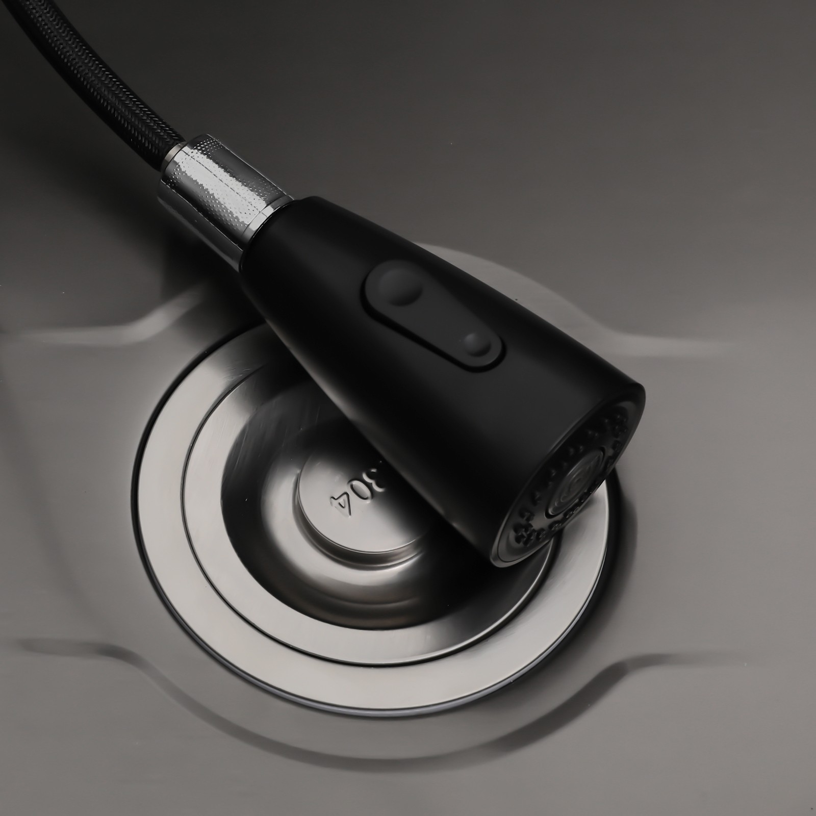 Stainless Steel Sink with Pull-Out Faucet and Cabinet Freestanding Kitchen Sink