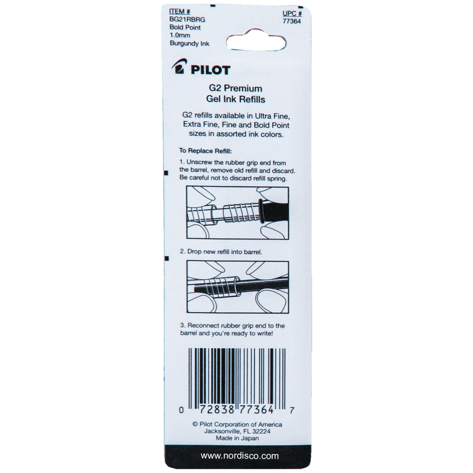 Pilot G2 10 Burgundy 1.0mm BOLD Point Burgundy Gel Ink Rollerball Pens & Refills