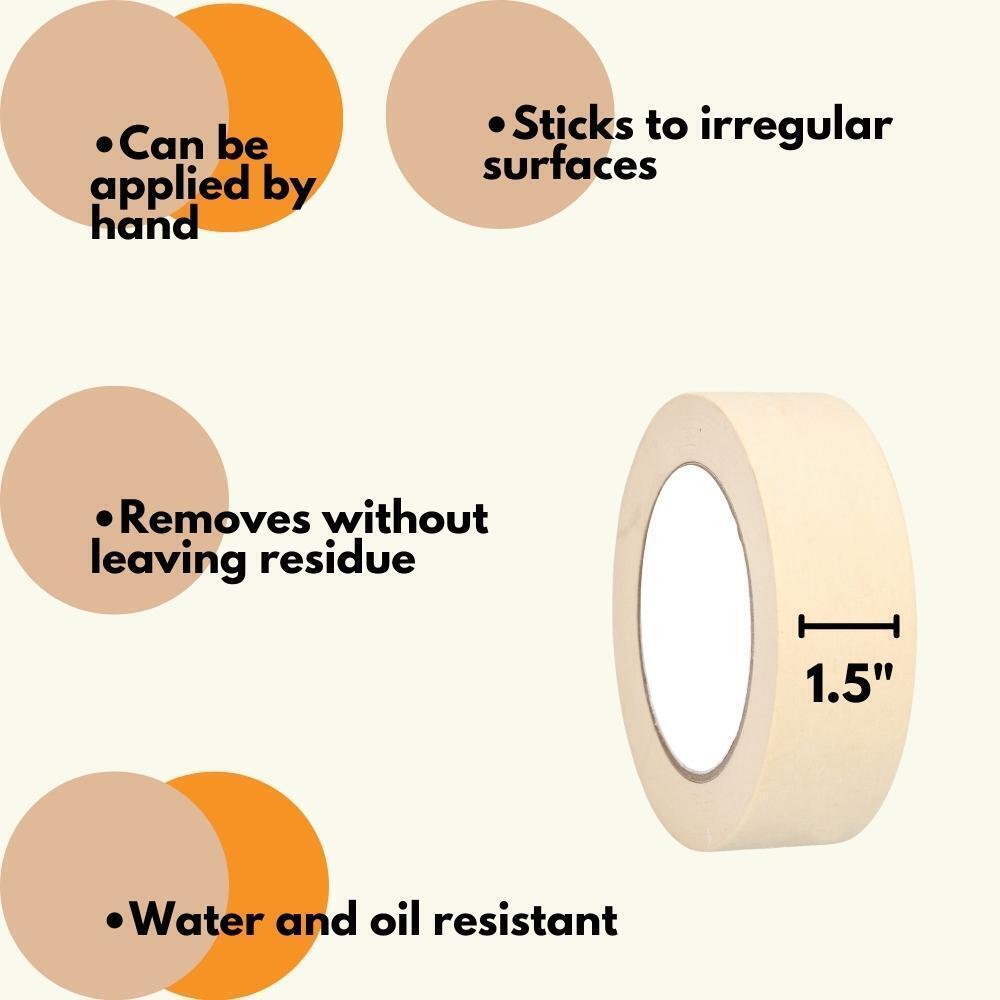 1" x 60 Yards, Ivory General Purpose Utility Grade Masking Tape - 24 Rolls