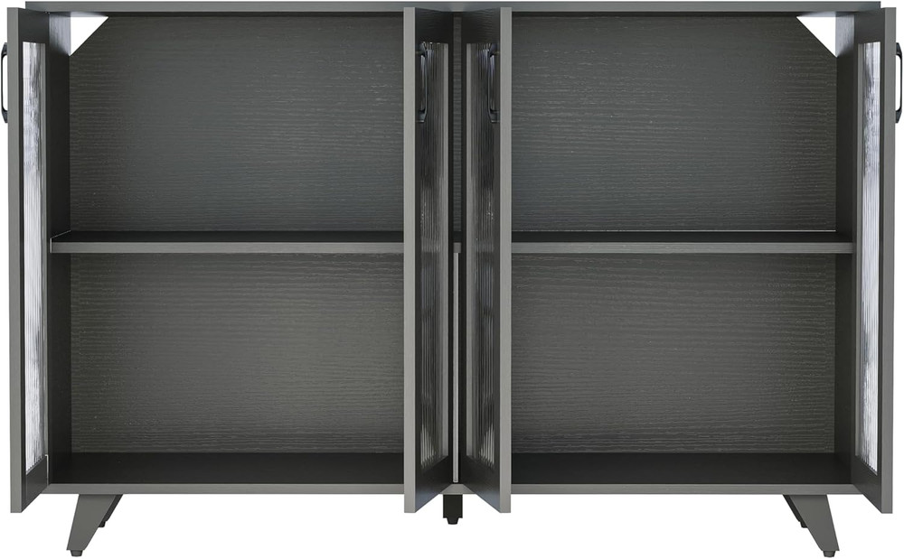 Elegant Black Kitchen Buffet Server Console Table with Doors - 49 Inch