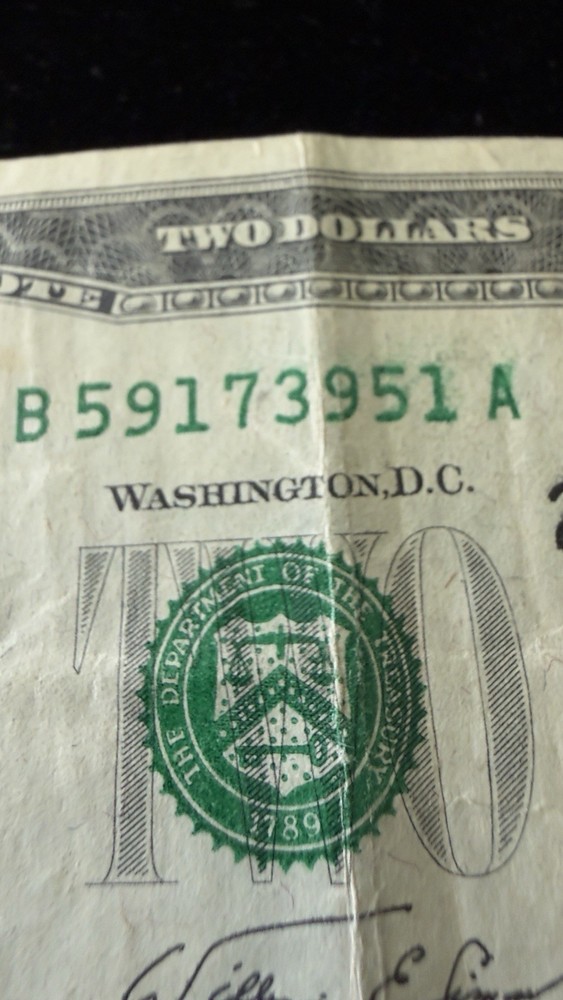 1976 $2 Two Dollar Bill Note Misaligned Over Print Strong Green 4x Error’s