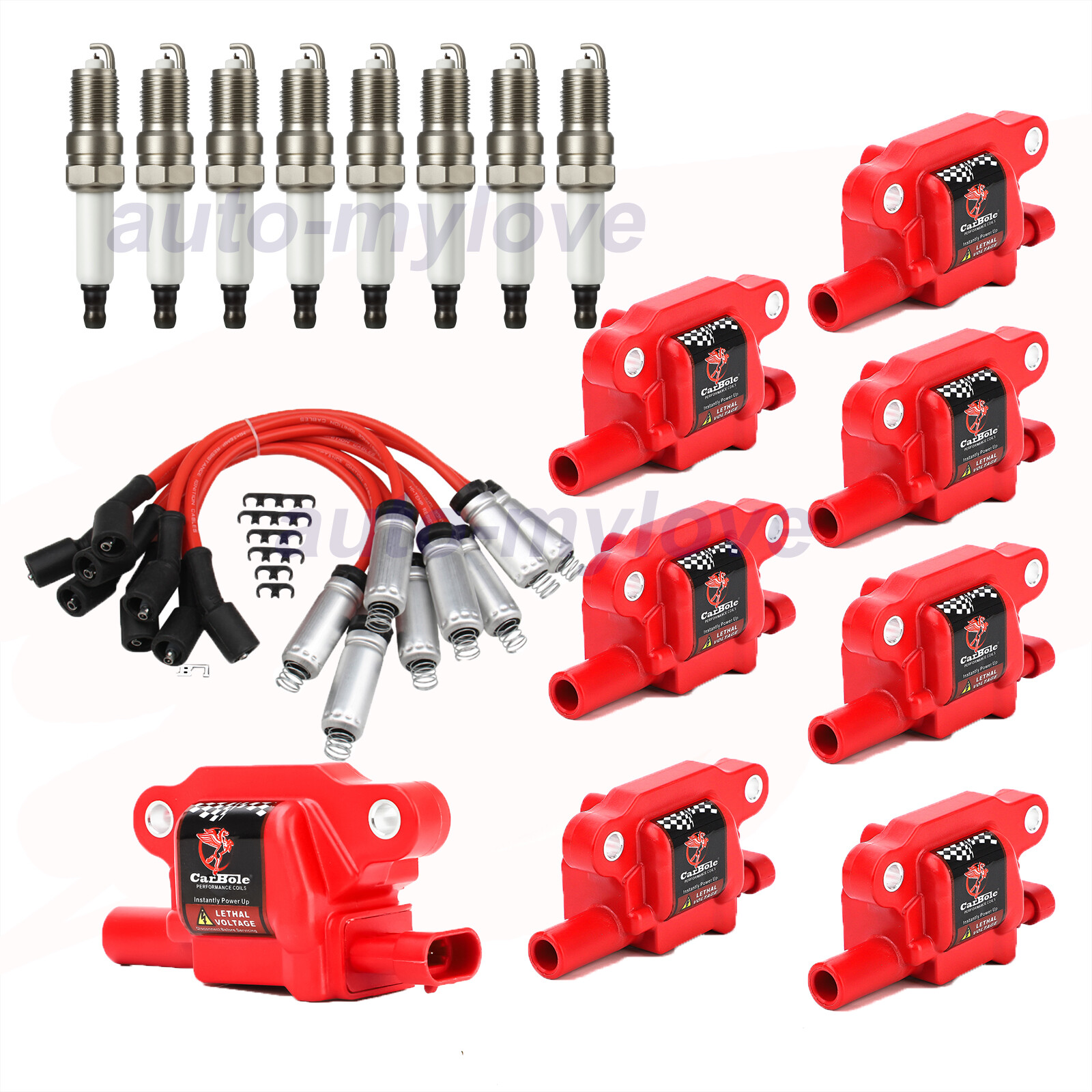 8* Ignition Coil+Spark Plug+Wire set For 5.3L 6.0L 6.2L Chevy Silverado 1500 GMC