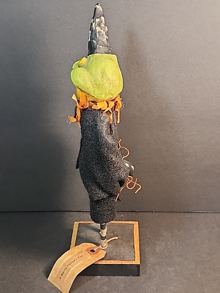 Halloween Frog Toad Witch Spider Primitive Folk Art Signed Dianne Waldron