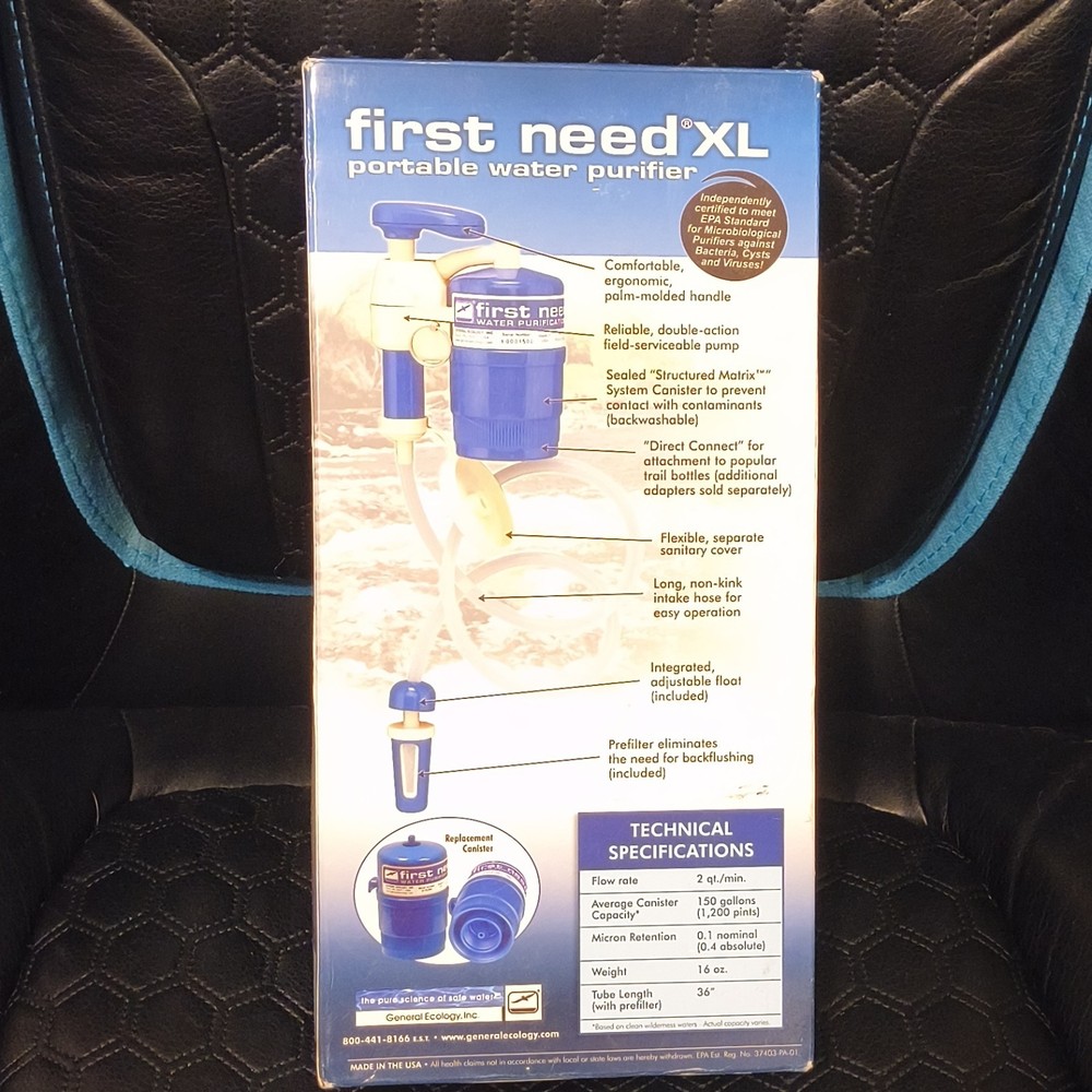 General Ecology First Need XL Portable Water Purifier Pump, Structured Matrix, …