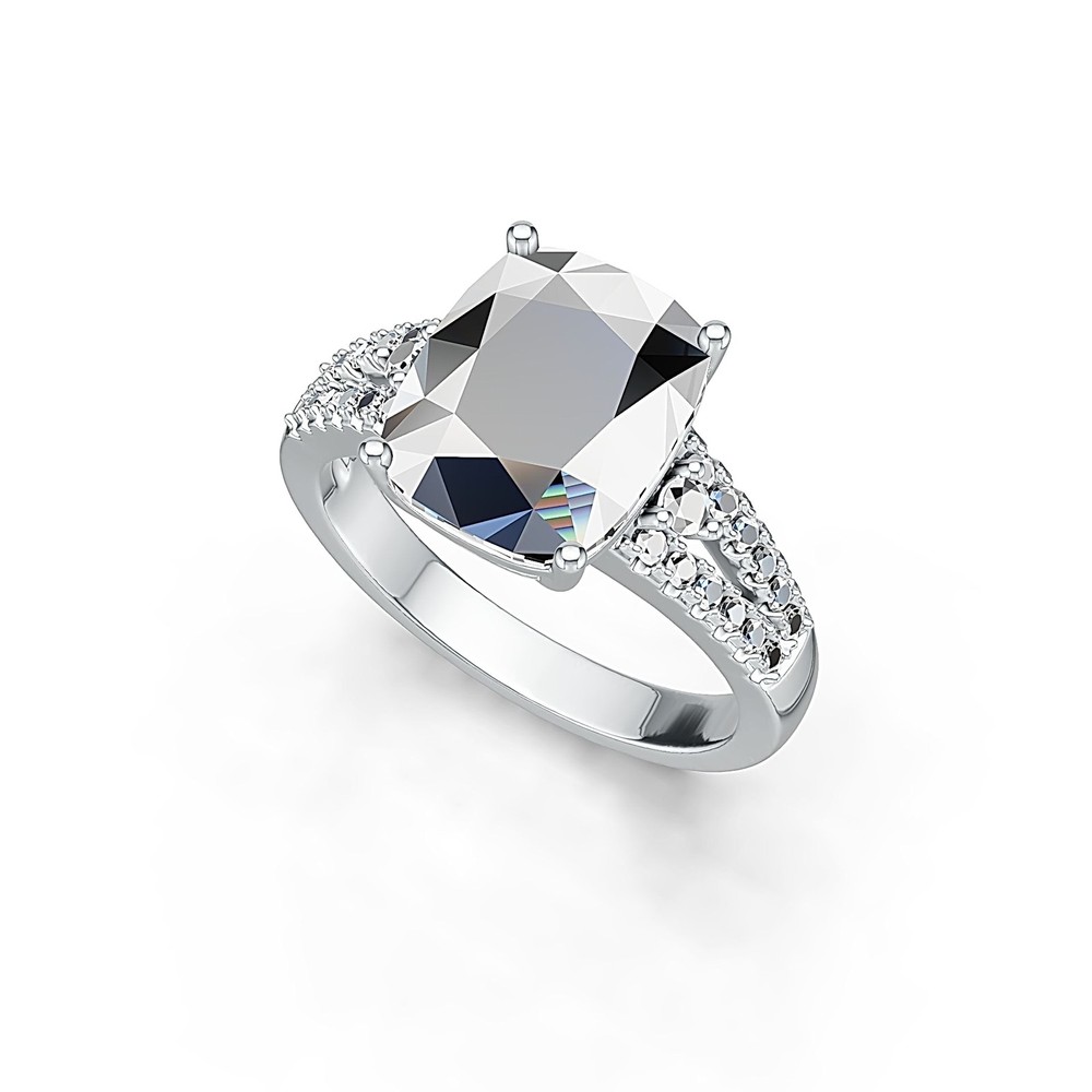 Sterling Silver Semi Mount Ring Setting Cushion CU 9X11MM Split Shank