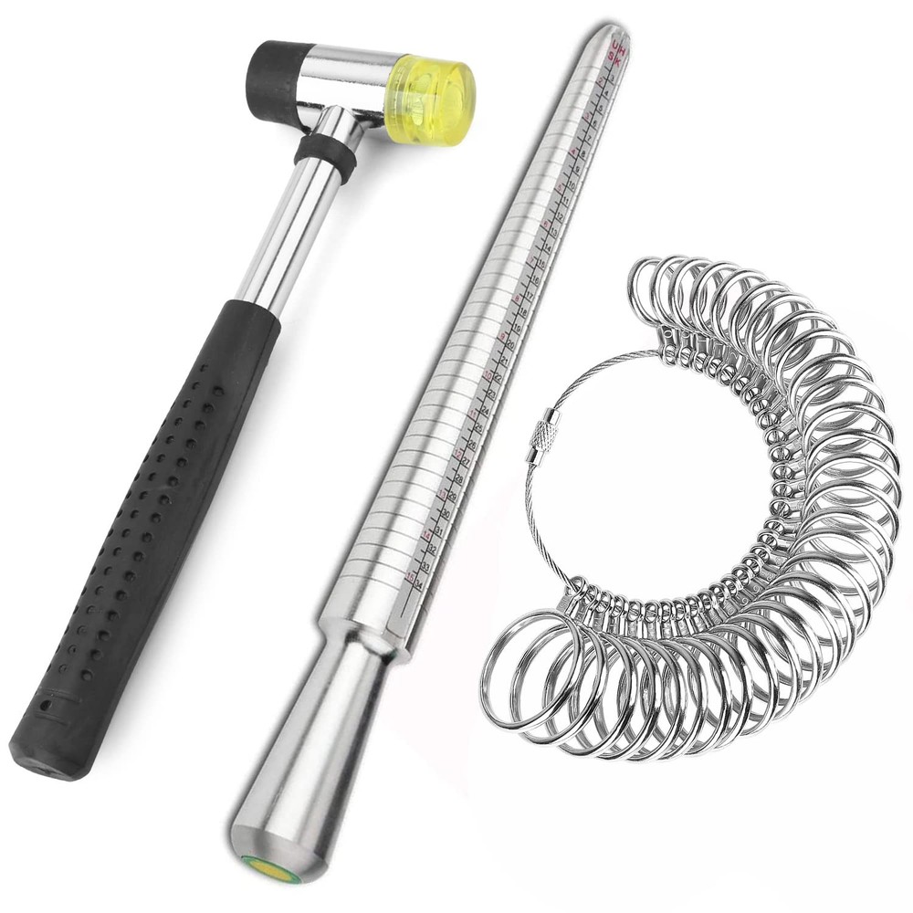 Accmor Ring Sizer Measuring Tool Including Mandrel, Gauge Silver