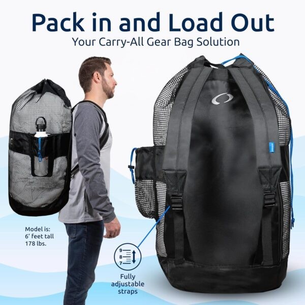 Oceanic Mesh Backpack Gear Bag 82L Black Scuba Dive Snorkel Beach Swim BRAND NEW