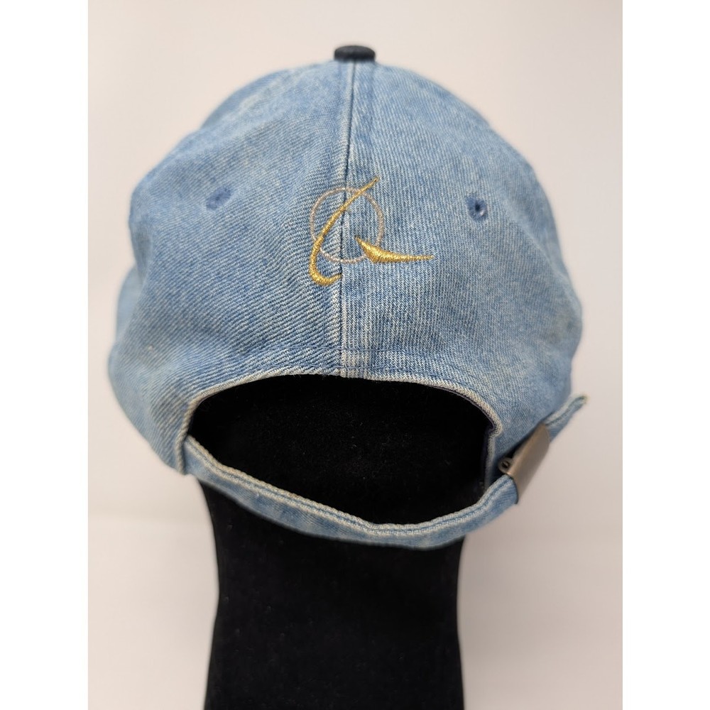 Vintage Boeing Hat Red Cursive Logo Cap Adjustable Jean Blue Suede OS