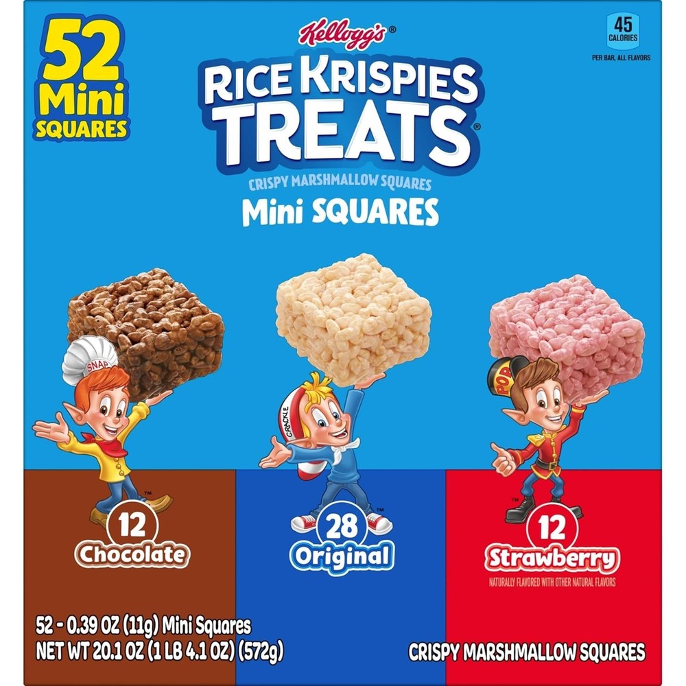 Mini Crispy Marshmallow Squares Variety Pack - 52 Individually Wrapped Bars