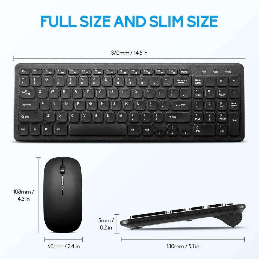 Combo Teclado y mouse Inalambricos para Windows, Android TV Box/Raspberry / PC
