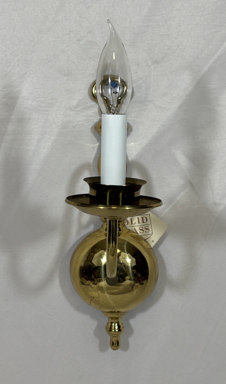 Vintage NOS Kichler Colonial Style Brass Wall Sconce Light Fixture 13.25"H