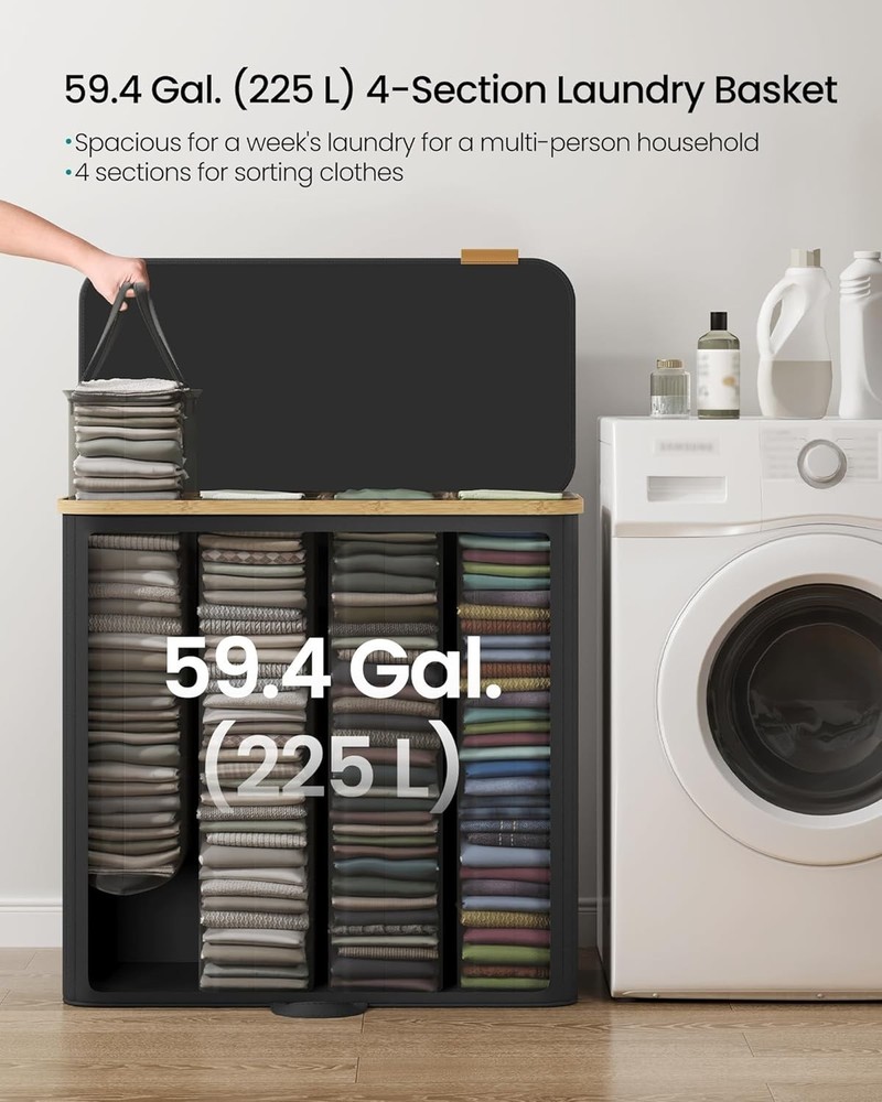 Laundry Hamper, Laundry Sorter with Lid, Storage Basket Bin, Removable Liners...