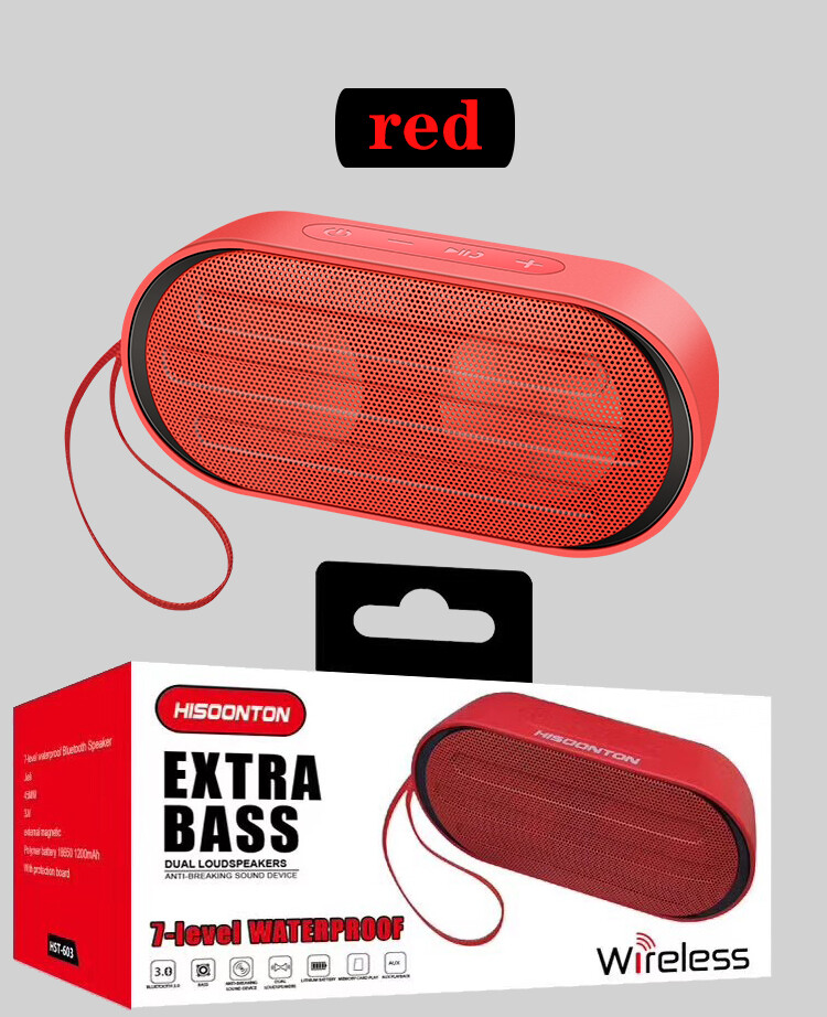 BLUETOOTH WIRELESS PORTABLE WATERPROOF DUAL SPEAKER RED