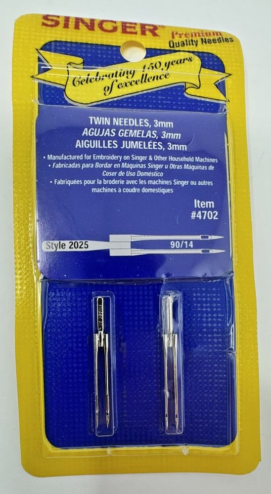 Genuine Singer Twin Needles 3mm Size 90/14 Type 2025 Item #4702