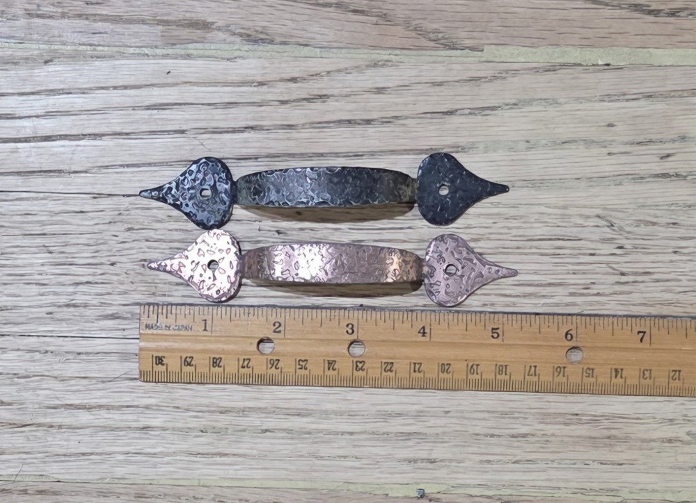 x2 Drawer Pulls Hammered Black & Copper