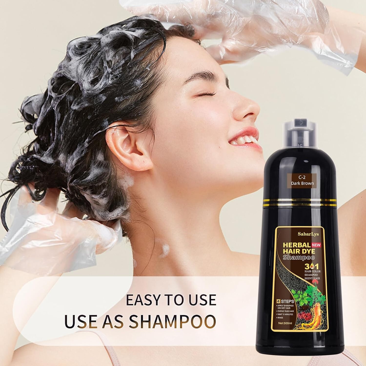 Hair Dye Shampoo 3 in 1 for Women & Men 100% Gray Hair Coverage Champu Con Tinte