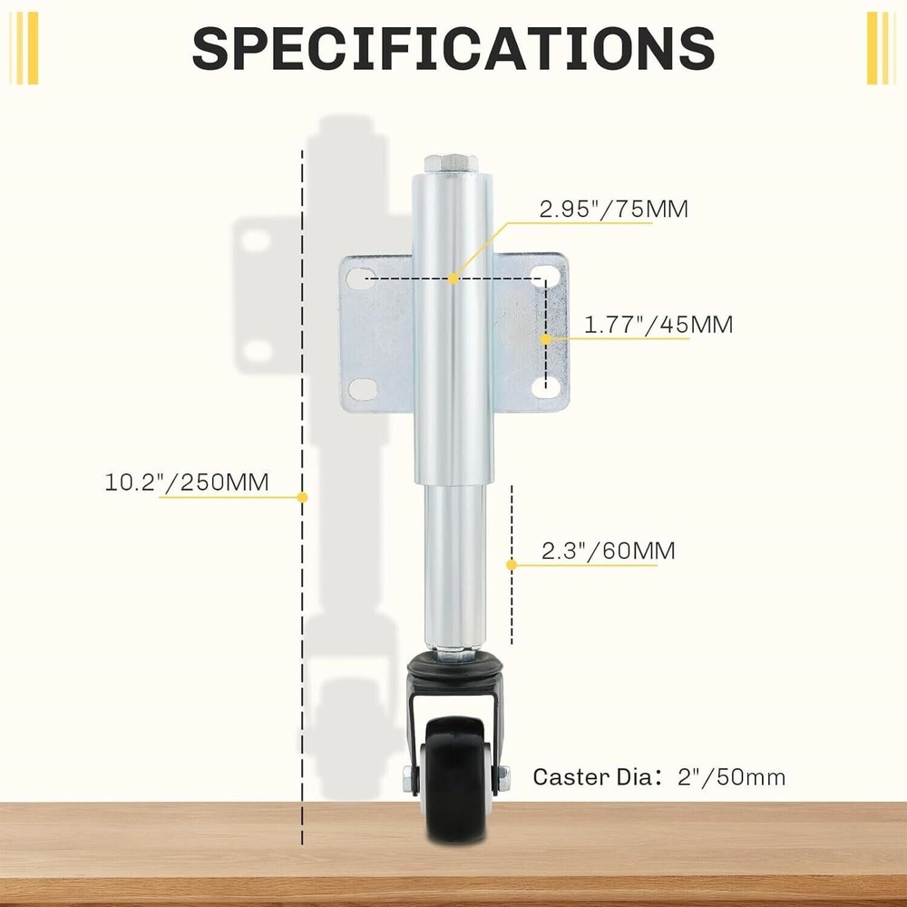 2" Fence Gate Wheels with Spring Rolling Gate Swivel Caster Gate Rollers Support
