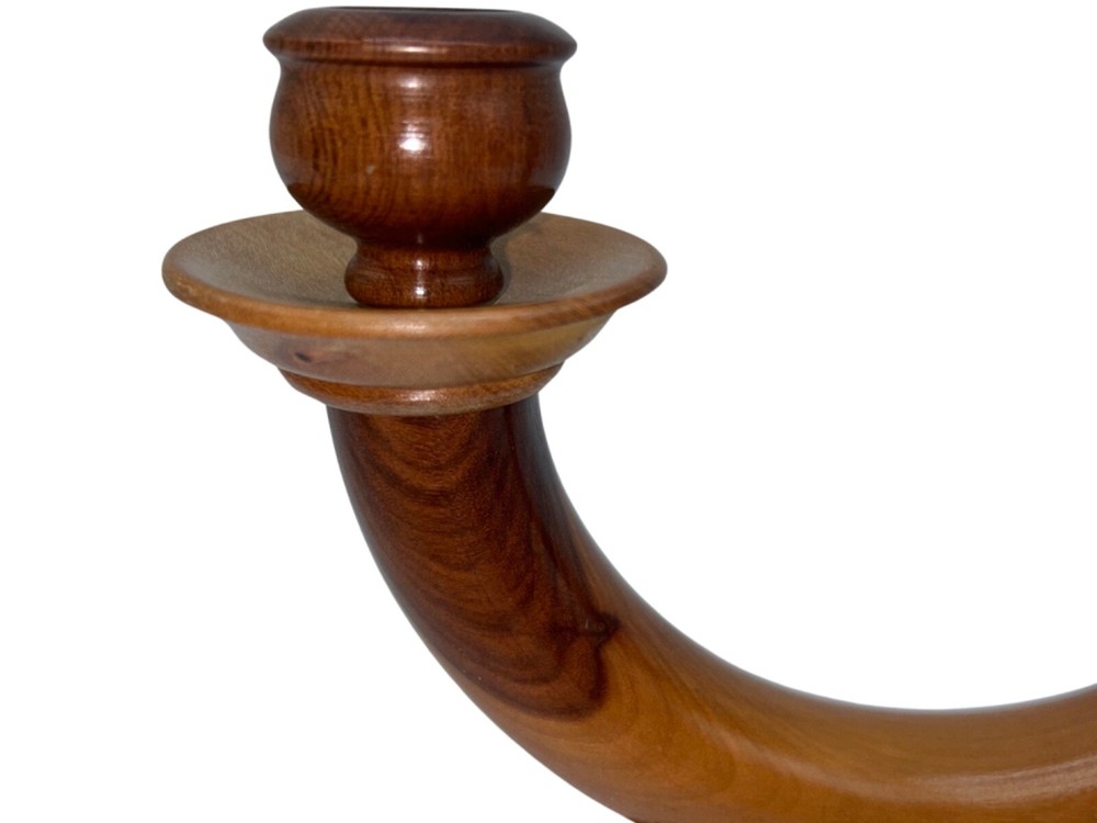 Wooden Candlelabra Two Arm