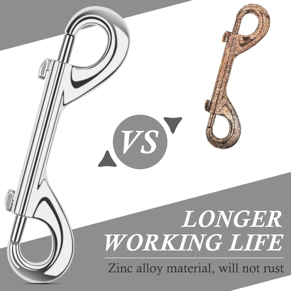 Extra Large 15 Pack 4.7" Double Ended Clips - Rust-Resistant Dog Leash Hooks