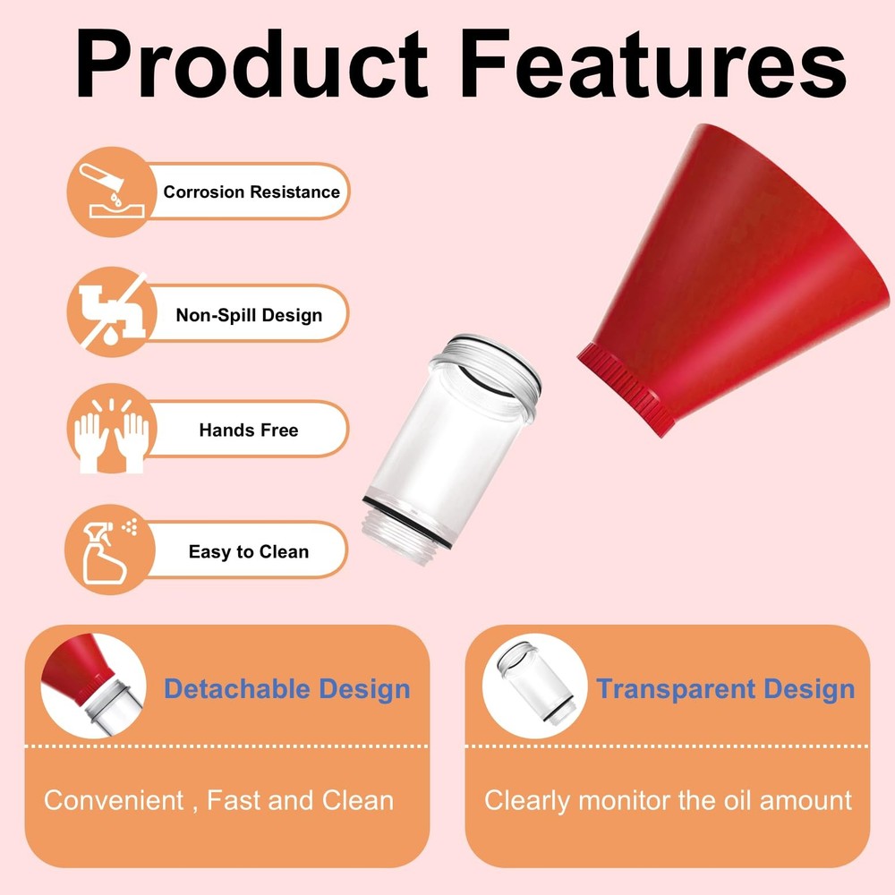 Threaded Oil Funnel with Filter Screen for Toyota, Engine Change Tool Red