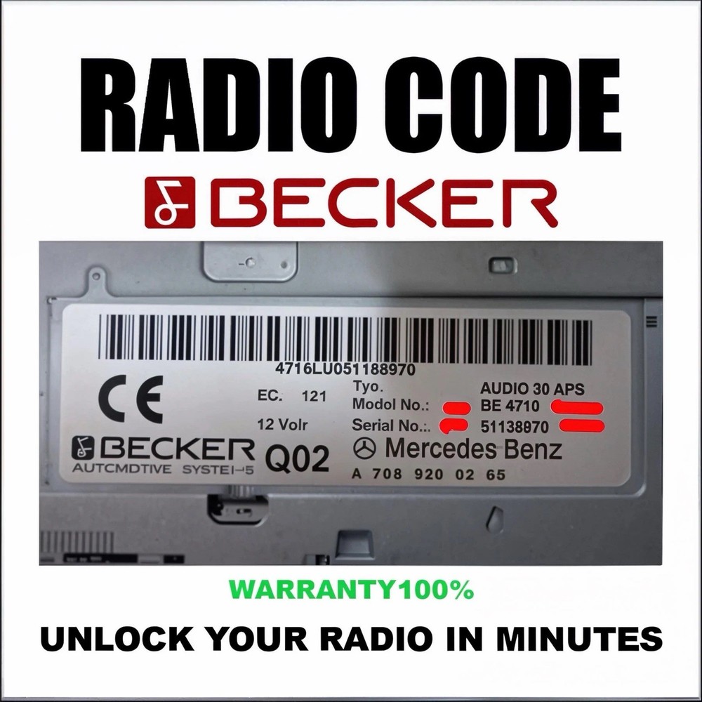 Mercedes BECKER HARMAN Radio Code Car Becker Key Code Unlock
