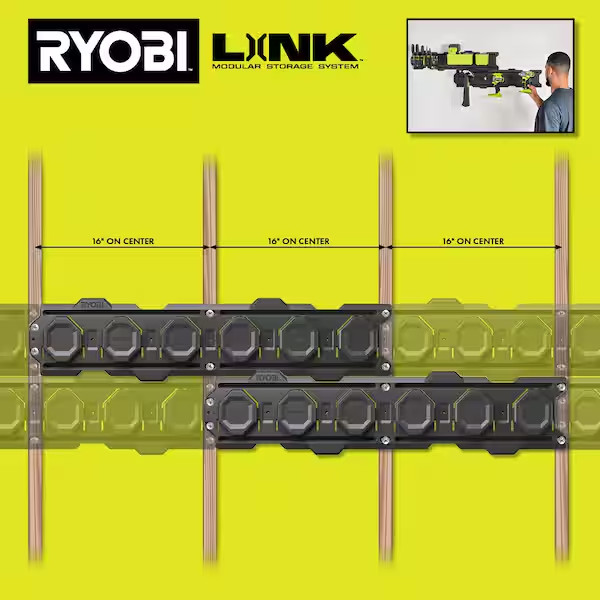 Wall Rails LINK Storage System 2 Pack Garage Organizer