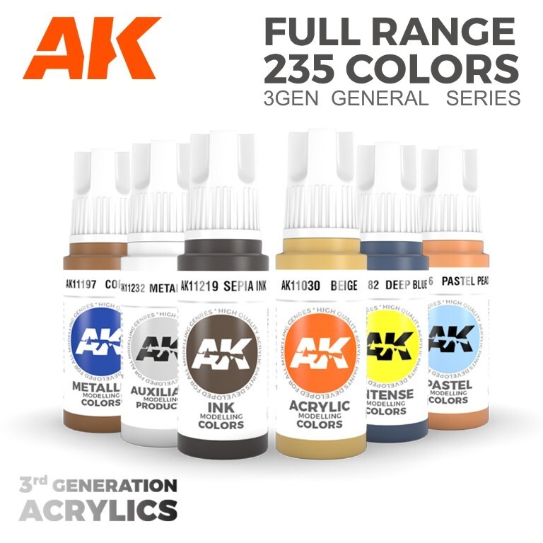 AK Interactive: 3GEN – GENERAL Series Paints – Acrylic Model Paint - Full Range
