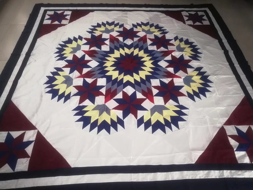 Queen  Size machine pieced patchwork quilt top #153