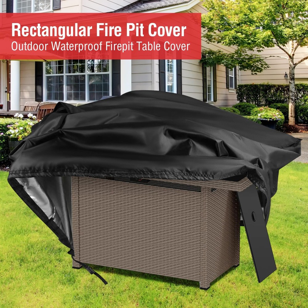 Fire Pit Cover Rectangular 52 Inch,Propane Gas Fire Pit Table Cover,Outdoor W...