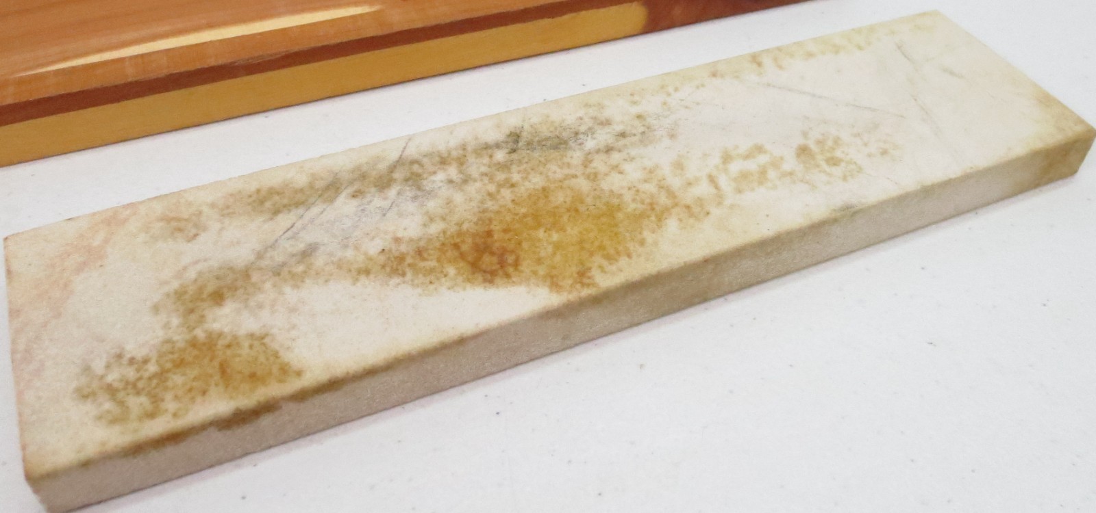 Vintage Poor Boys Whetstone Arkansas Oilstone 8 inch Sharpening Stone w Cedar Bo