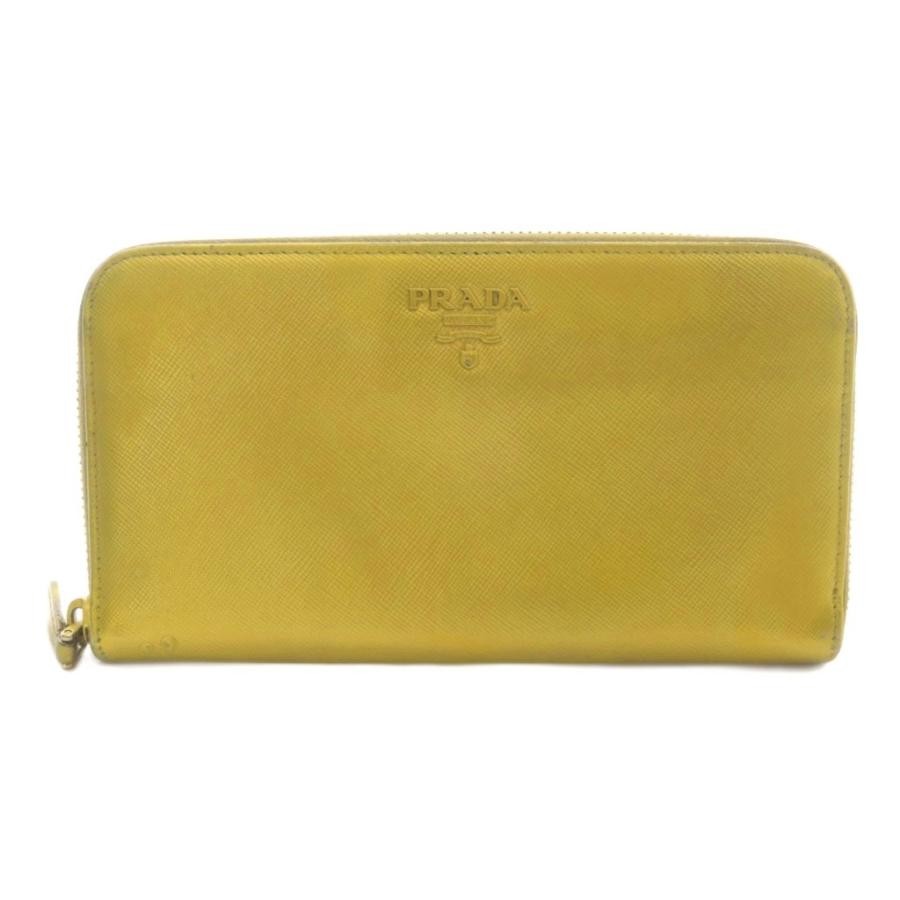 PRADA Logo Long Wallet Yellow Women's