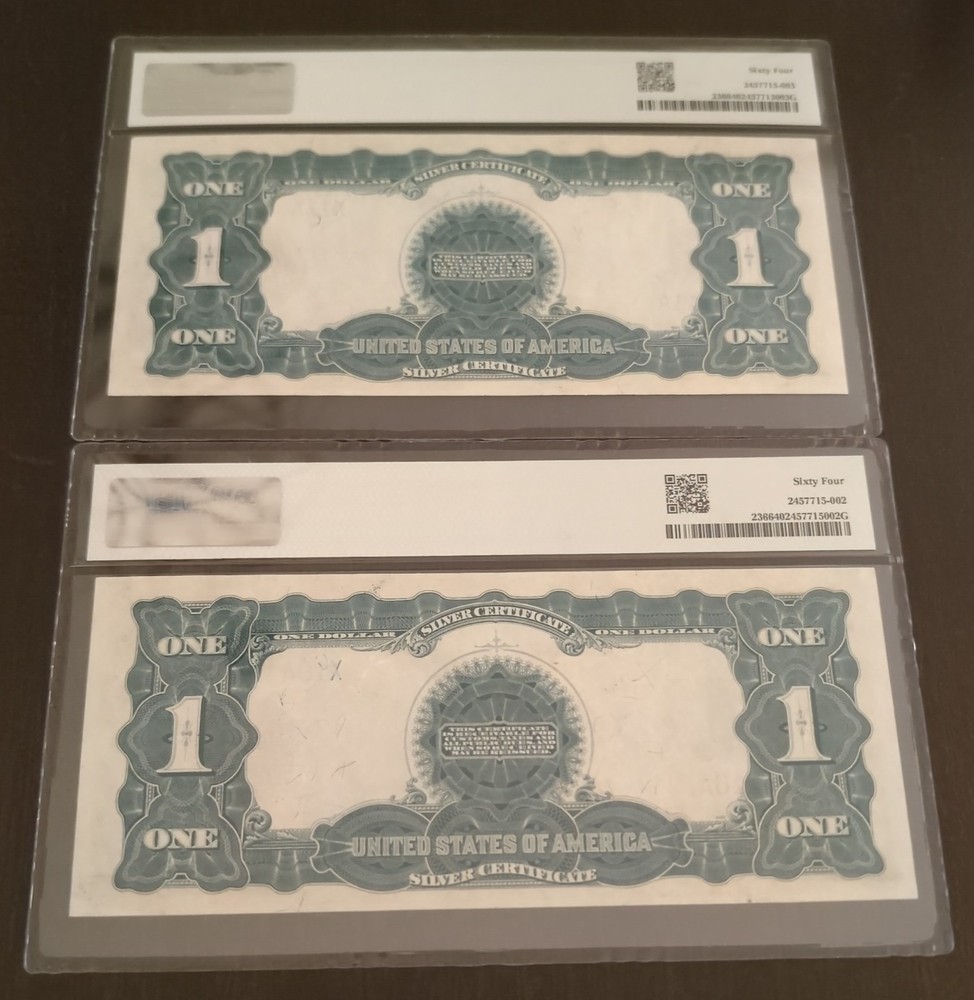 Ultra Rare 2-Digit Consecutive Solid & Binary 1899 $1 Black Eagle Fr-236 PMG 64