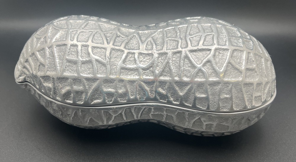 Silver Plated Peanut 7" Shaped Trinket Box Dish Keepsake VTG Godinger Lidded