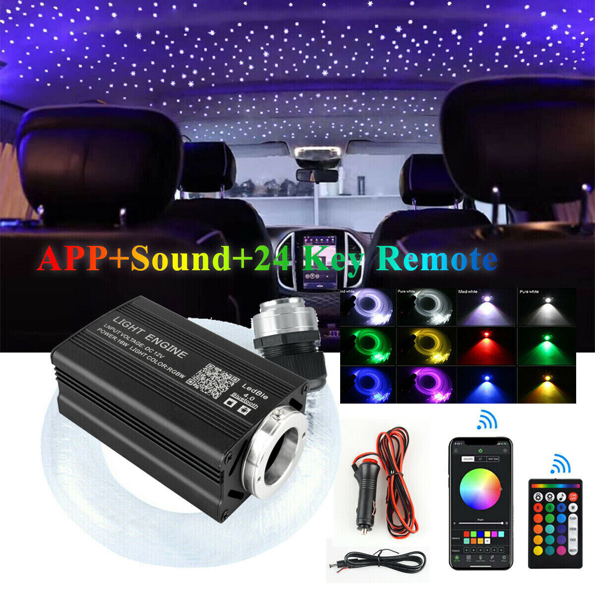 500pcs Home Car Headliner Star Light kit Roof Twinkle Ceiling Lights Fiber Optic