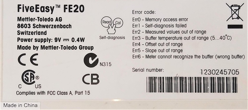 Mettler Toledo FiveEasy FE20 pH Meter with Electrode Support