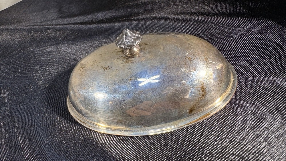 Antique Silver Plated Decorative Small Oval Cover