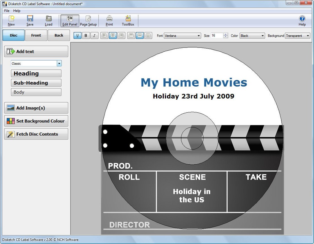 Disketch Pro CD DVD Disc Label Software NCH