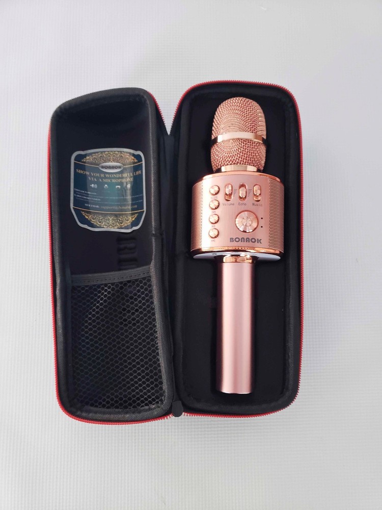 BONAOK Wireless Bluetooth Karaoke Microphone Rose Gold