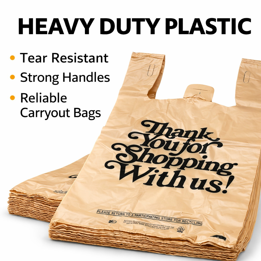 .71 Mil Heavy Duty Thank You T-Shirt Bags Grocery Retail Shopping Plastic Bags